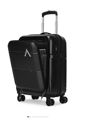 ARISTOCRAT Small Cabin Suitcase (55 cm) 8 Wheels - Orbit Hard Side Laptop Compartment Trolley Bag With Combination Lock - Grey